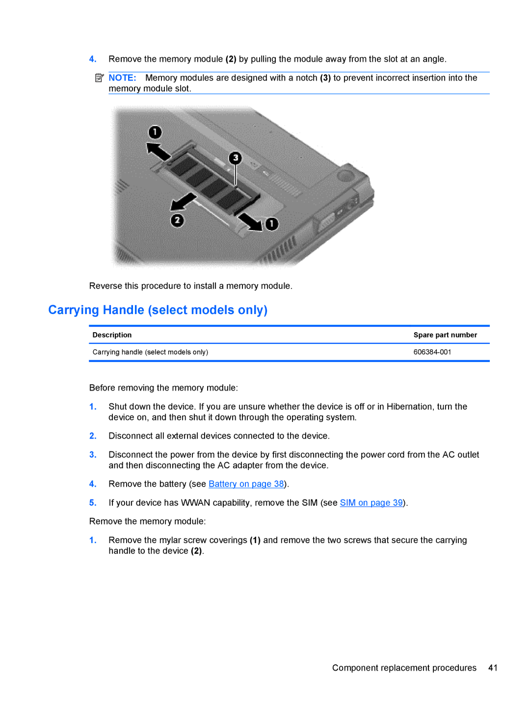 HP 5103 manual Carrying Handle select models only 