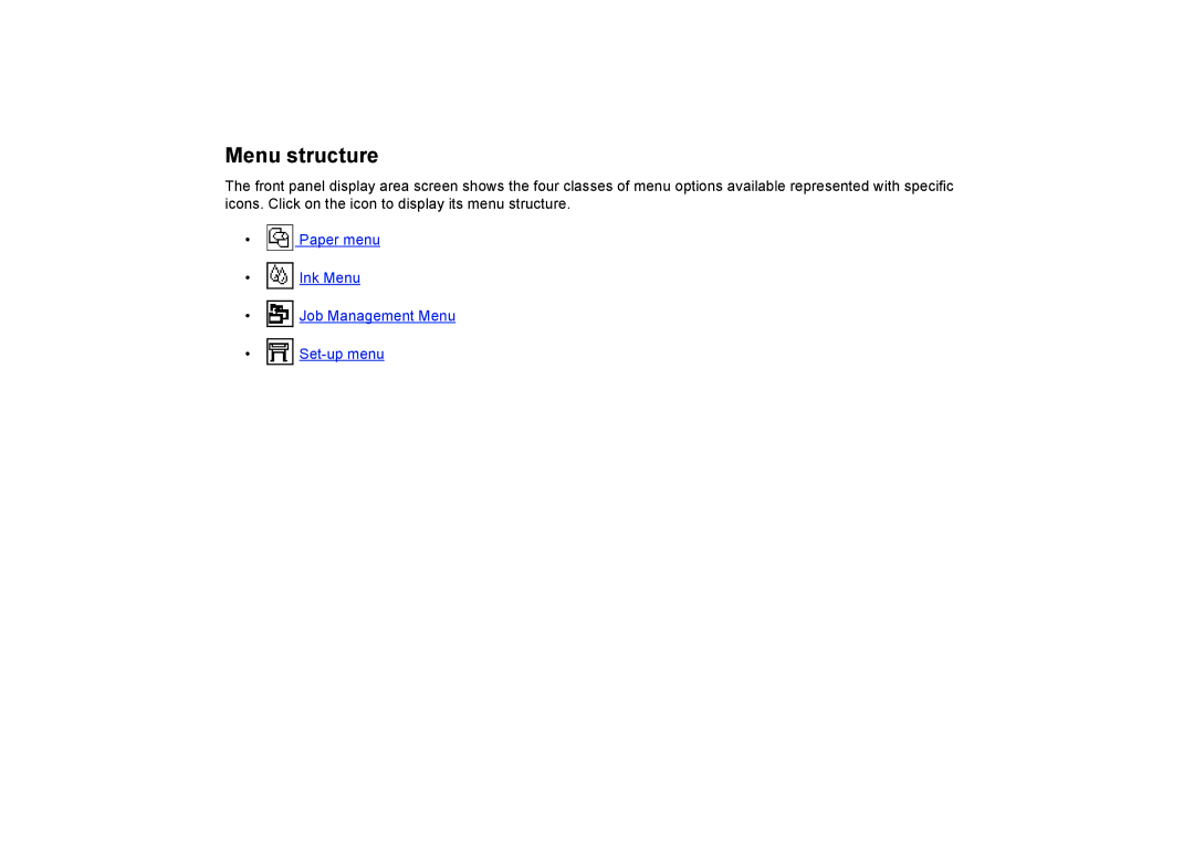 HP 510PS manual Menu structure 