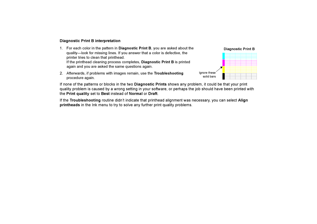 HP 510PS manual Diagnostic Print B interpretation 