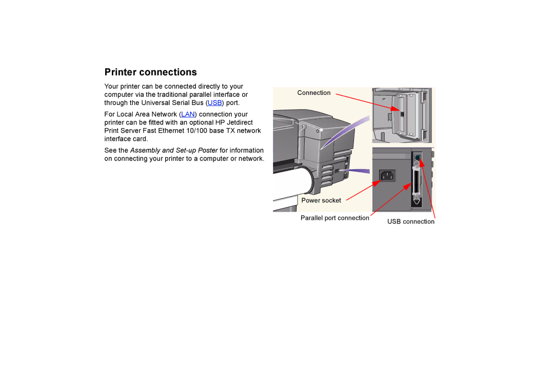 HP 510PS manual Printer connections 