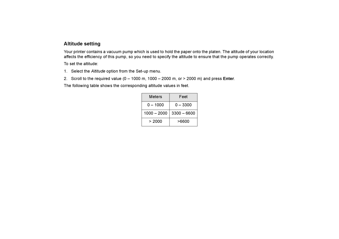 HP 510PS manual Altitude setting 