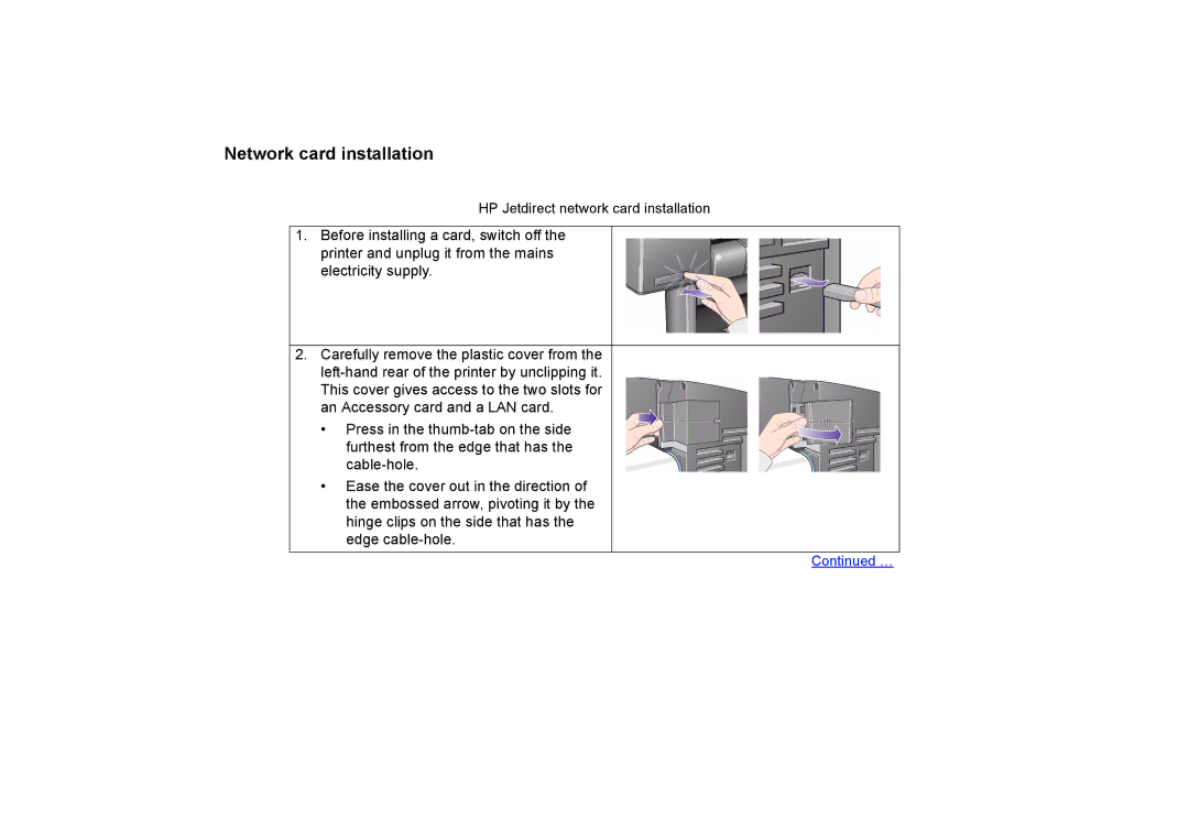 HP 510PS manual Network card installation 