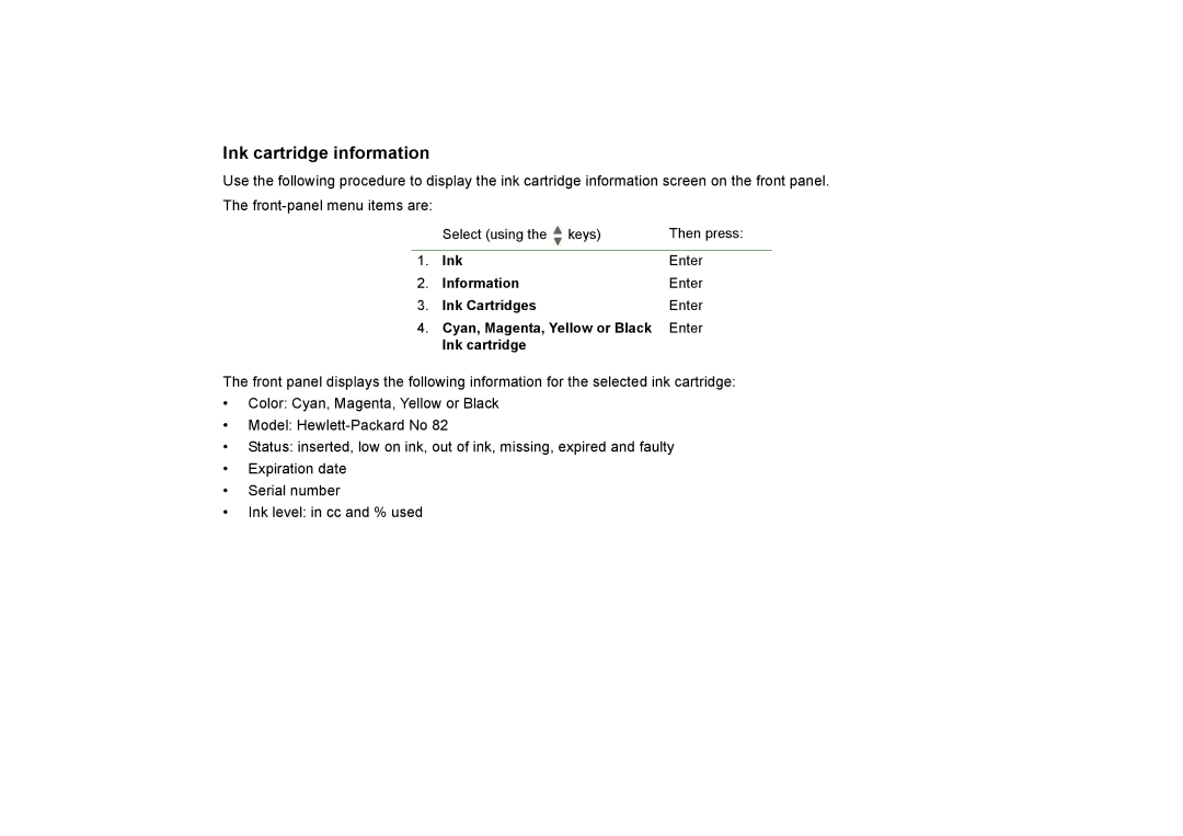 HP 510PS manual Ink cartridge information 