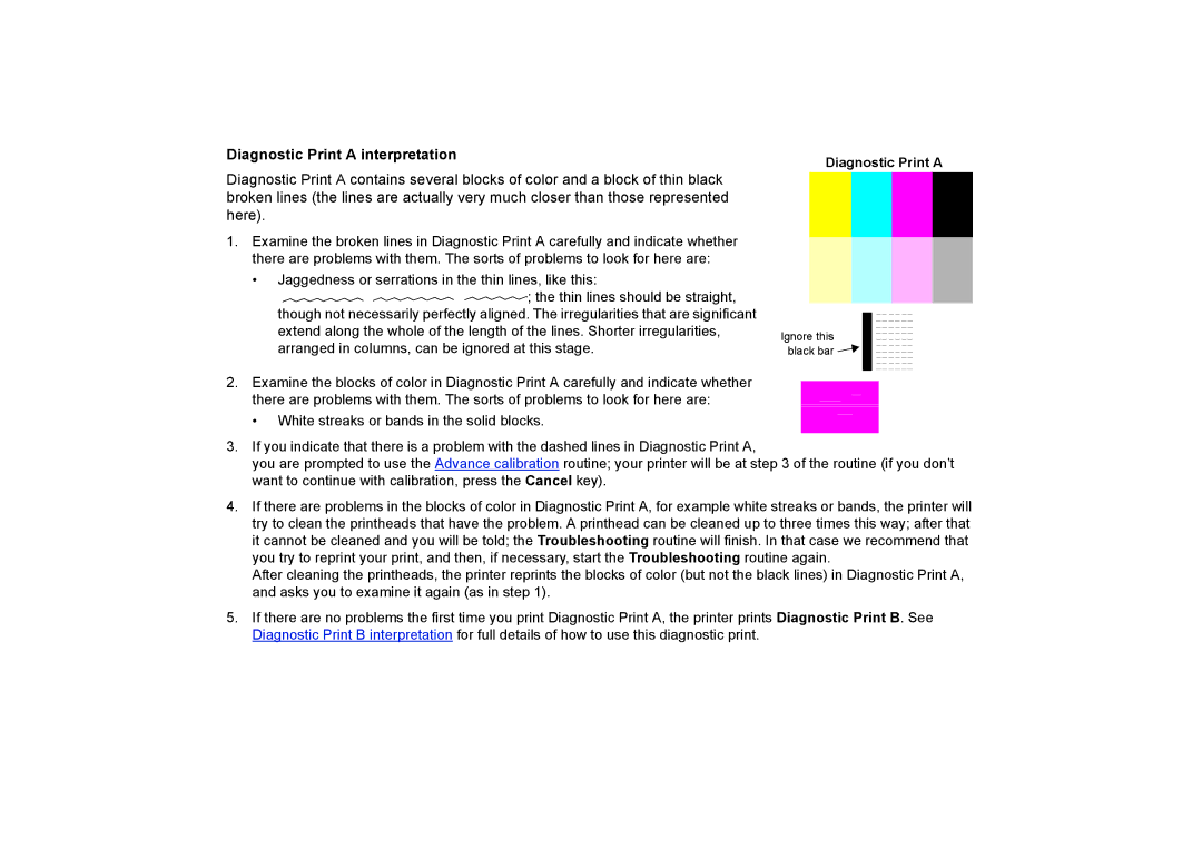 HP 510PS manual Diagnostic Print a interpretation 