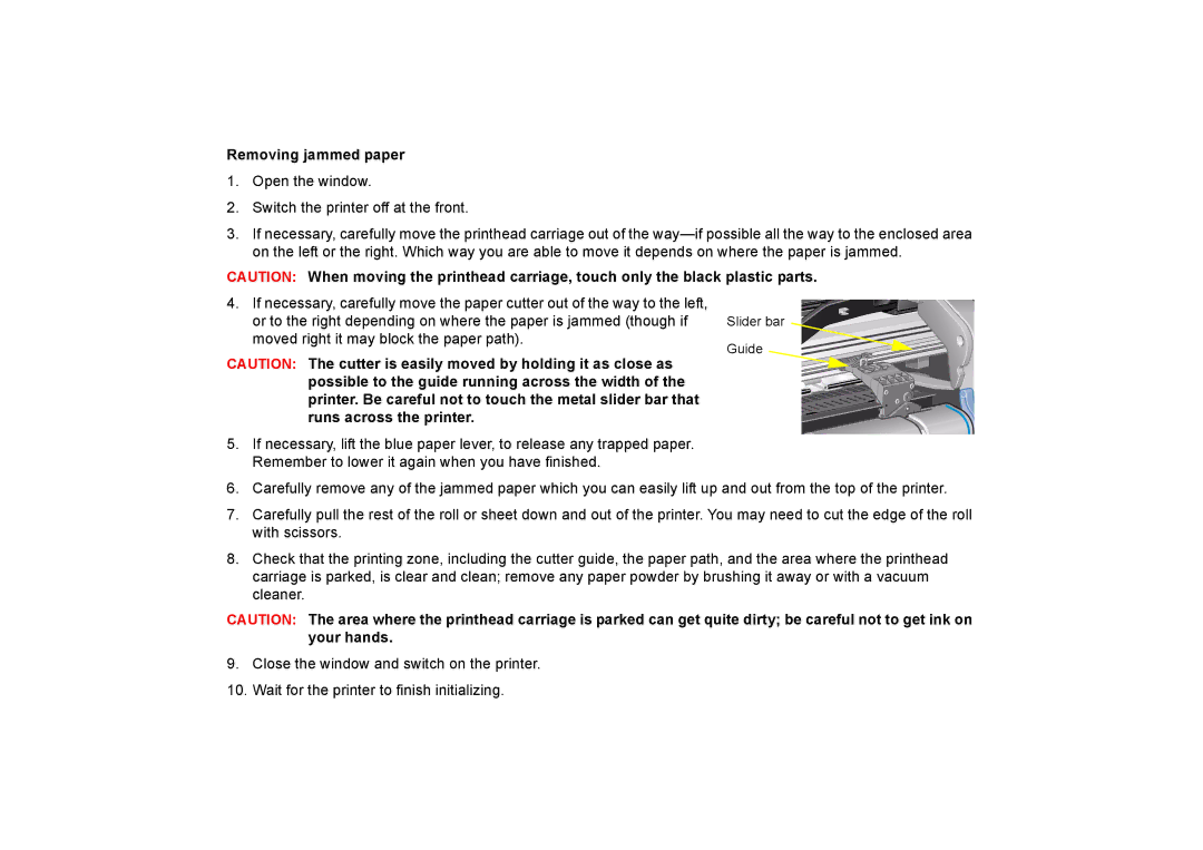 HP 510PS manual Removing jammed paper 