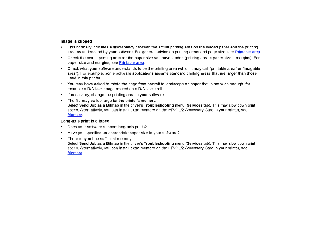 HP 510PS manual Image is clipped, Long-axis print is clipped 