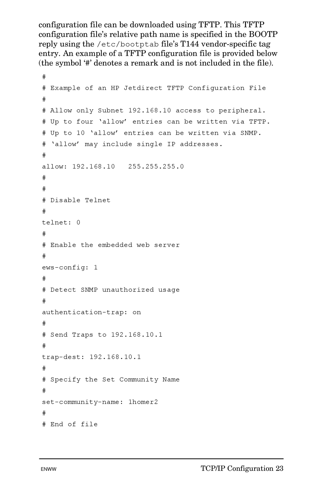 HP 510x Print Server manual TCP/IP Configuration 