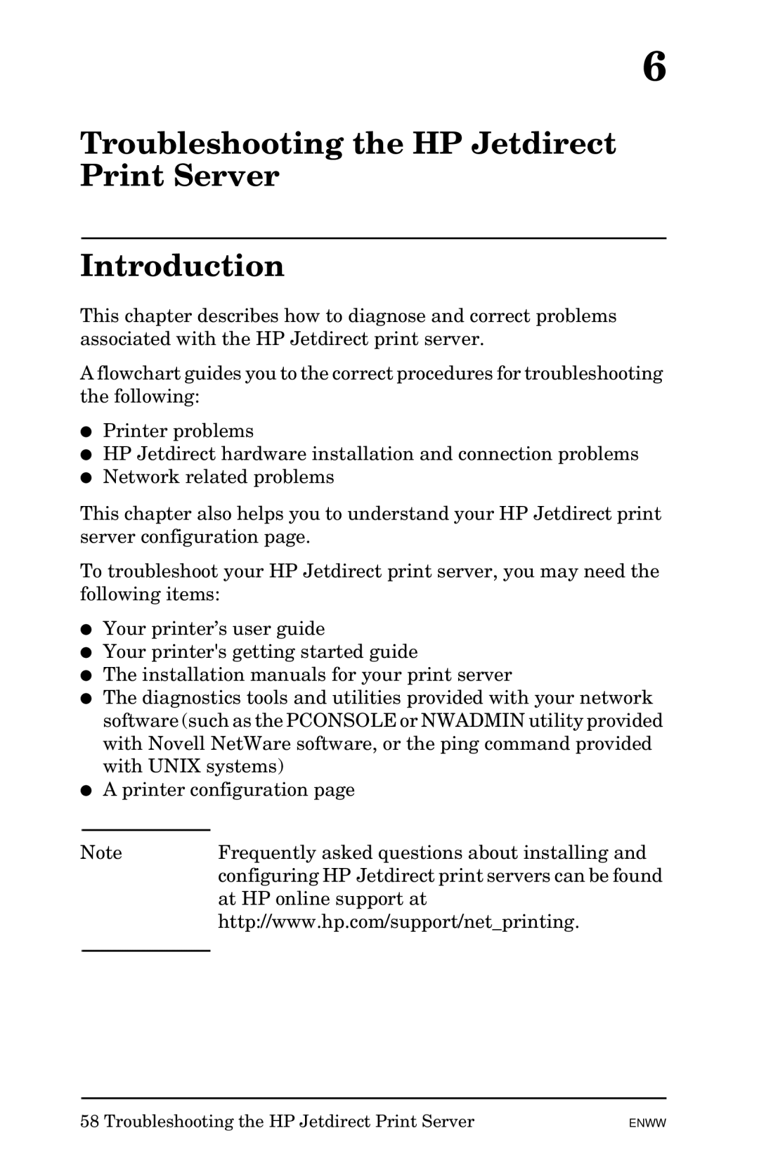 HP 510x Print Server manual Troubleshooting the HP Jetdirect Print Server Introduction 