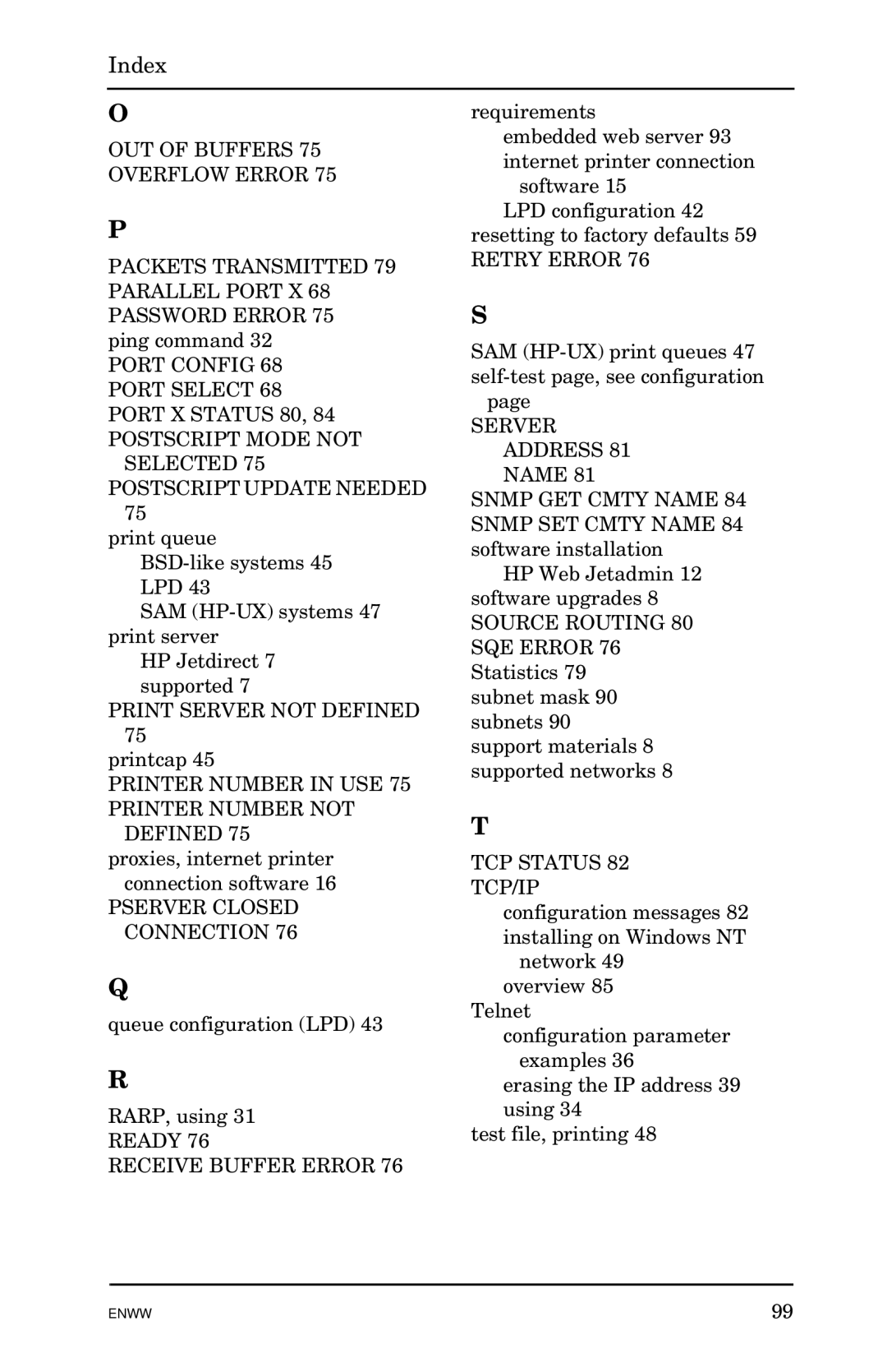 HP 510x Print Server manual OUT of Buffers Overflow Error 