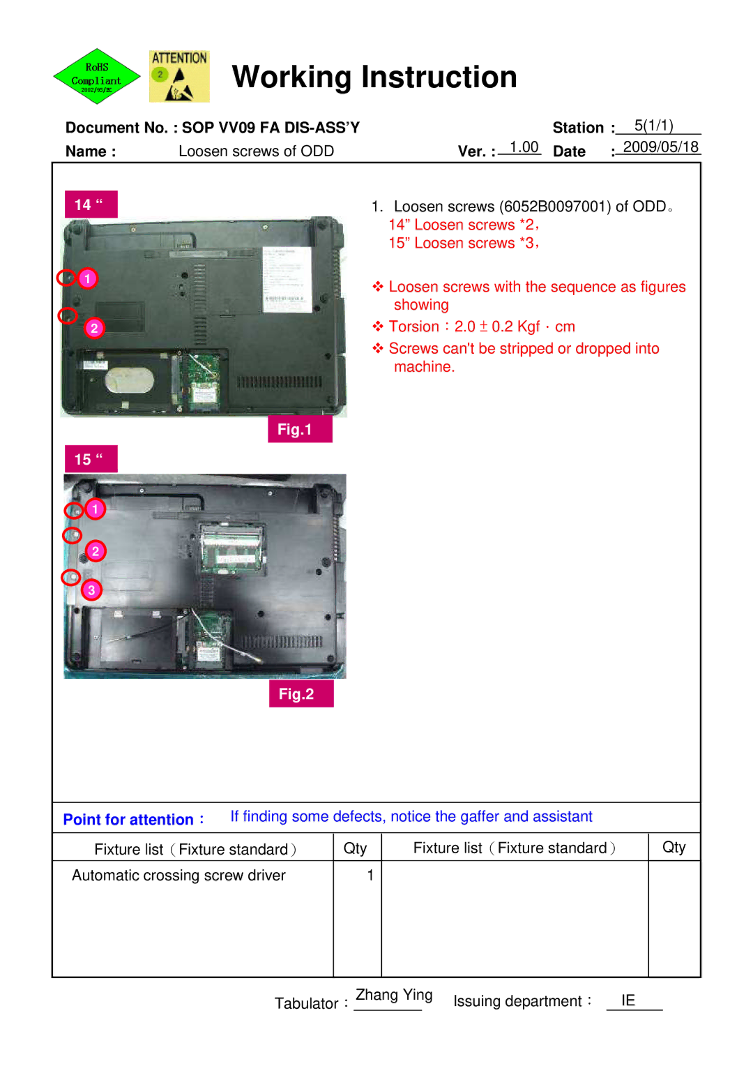 HP 511 manual Loosen screws 6052B0097001 of ODD。 14 Loosen screws *2， 