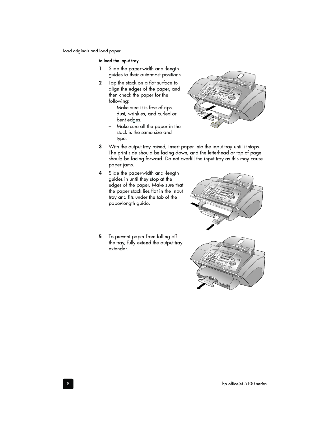 HP 5110xi, 5110v manual Load originals and load paper To load the input tray 