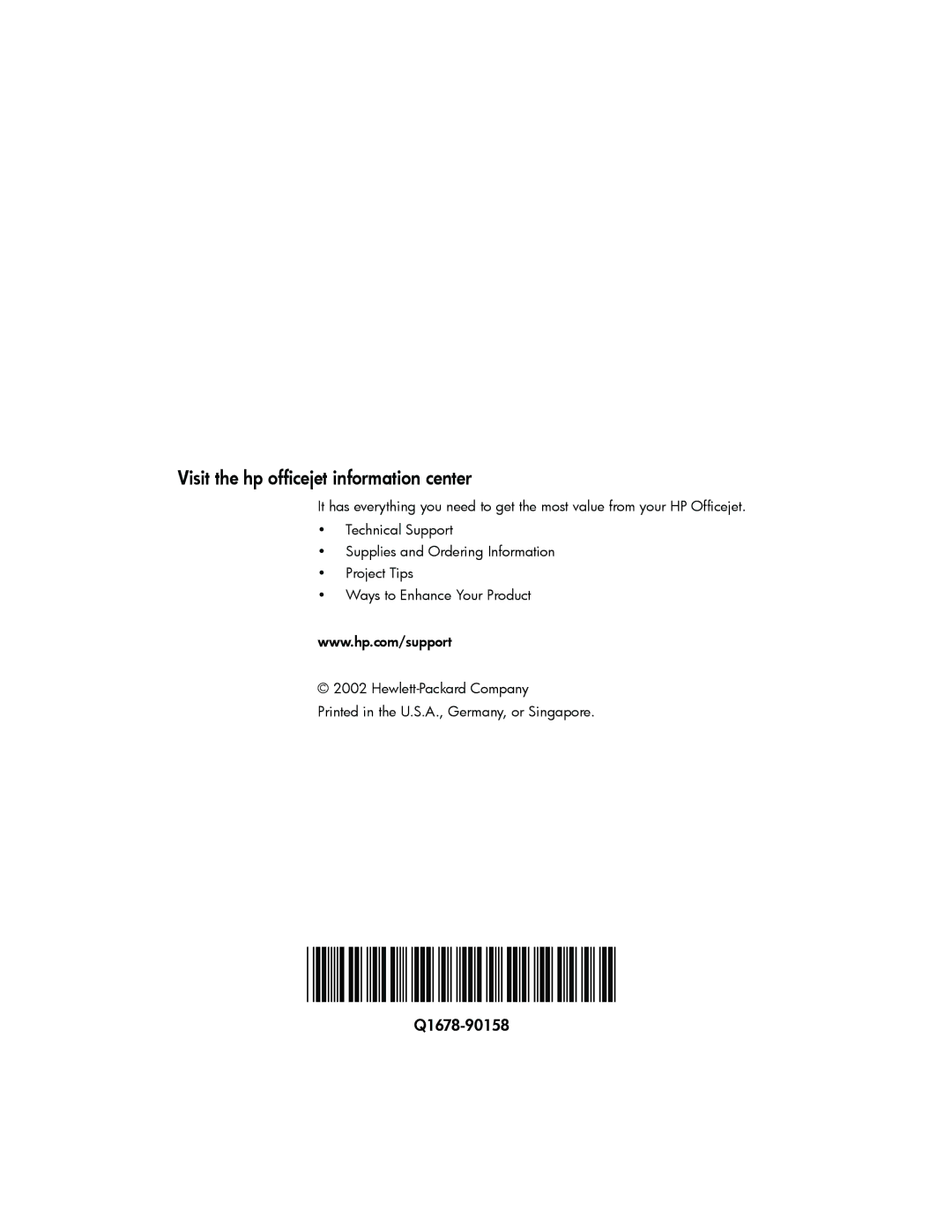 HP 5110v, 5110xi manual Q1678-90158 