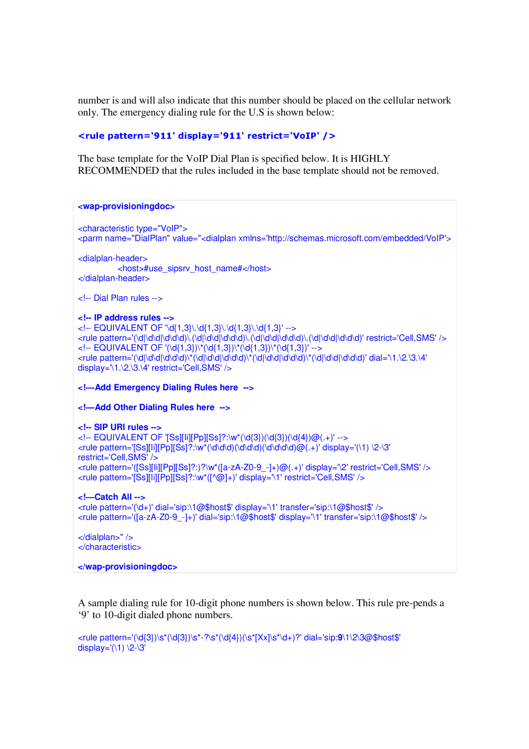 HP 512 manual Rule pattern=911 display=911 restrict=VoIP 