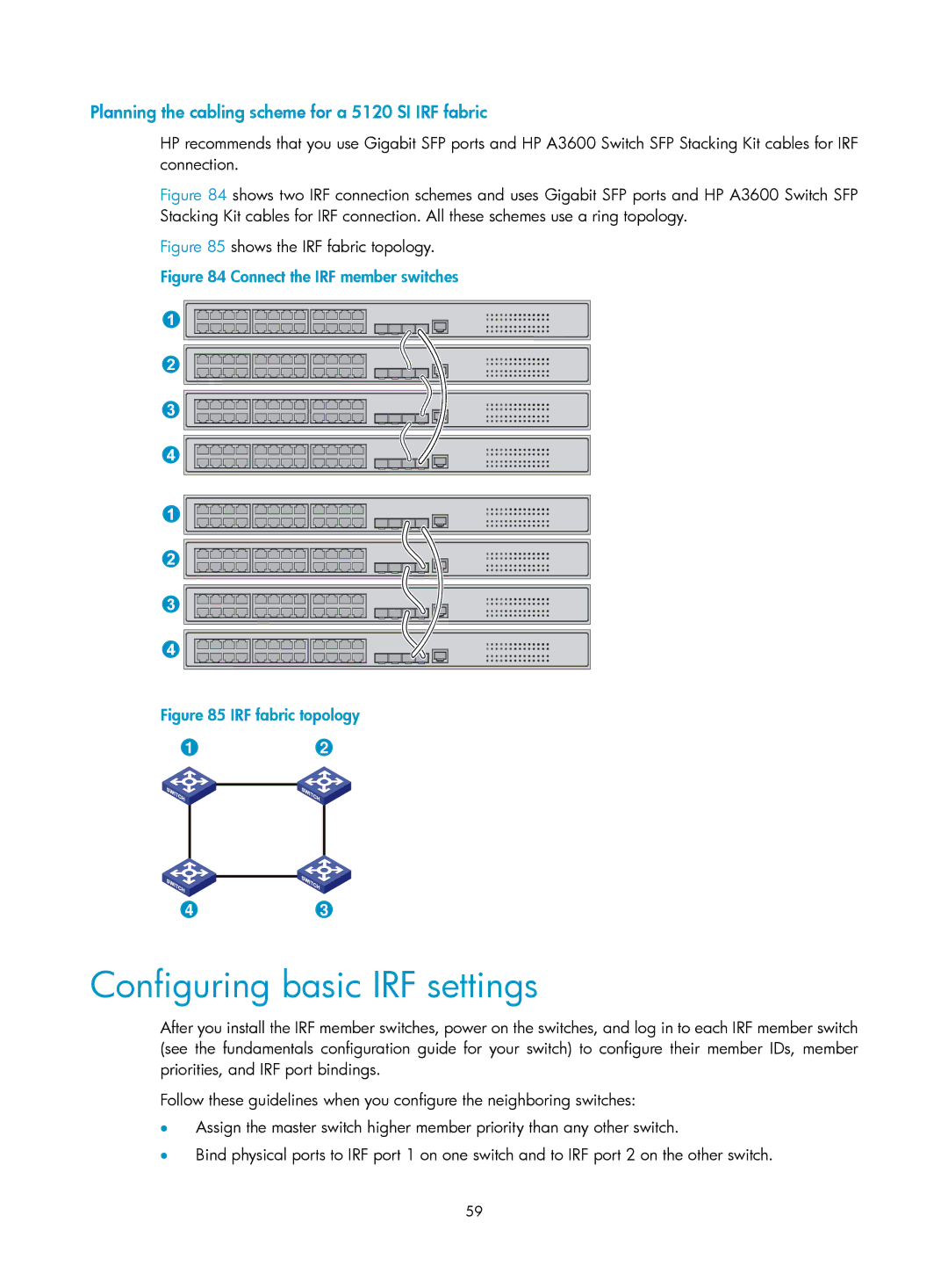 HP 5120 SI, 5120 48G, 5120 EI, E5500-48-POE manual Configuring basic IRF settings, Shows the IRF fabric topology 