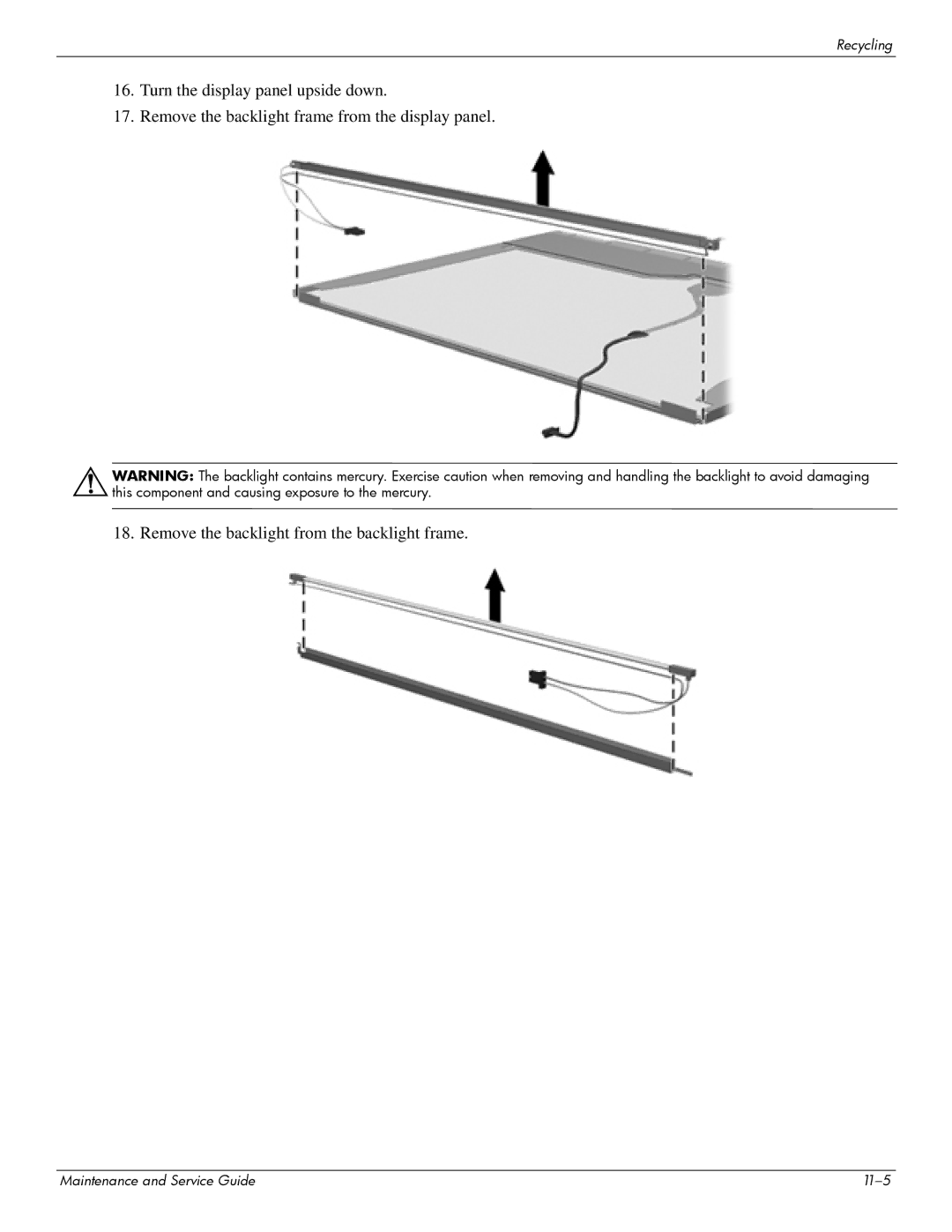 HP 512424-001 manual Maintenance and Service Guide 11-5 