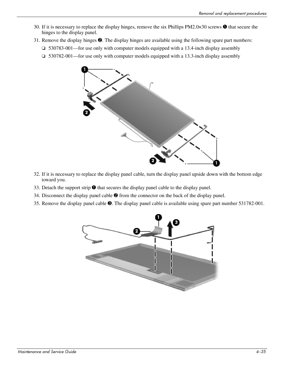 HP 512424-001 manual Removal and replacement procedures 