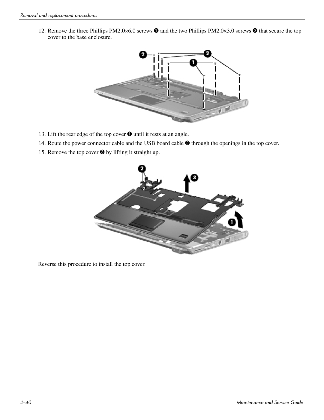 HP 512424-001 manual Removal and replacement procedures 