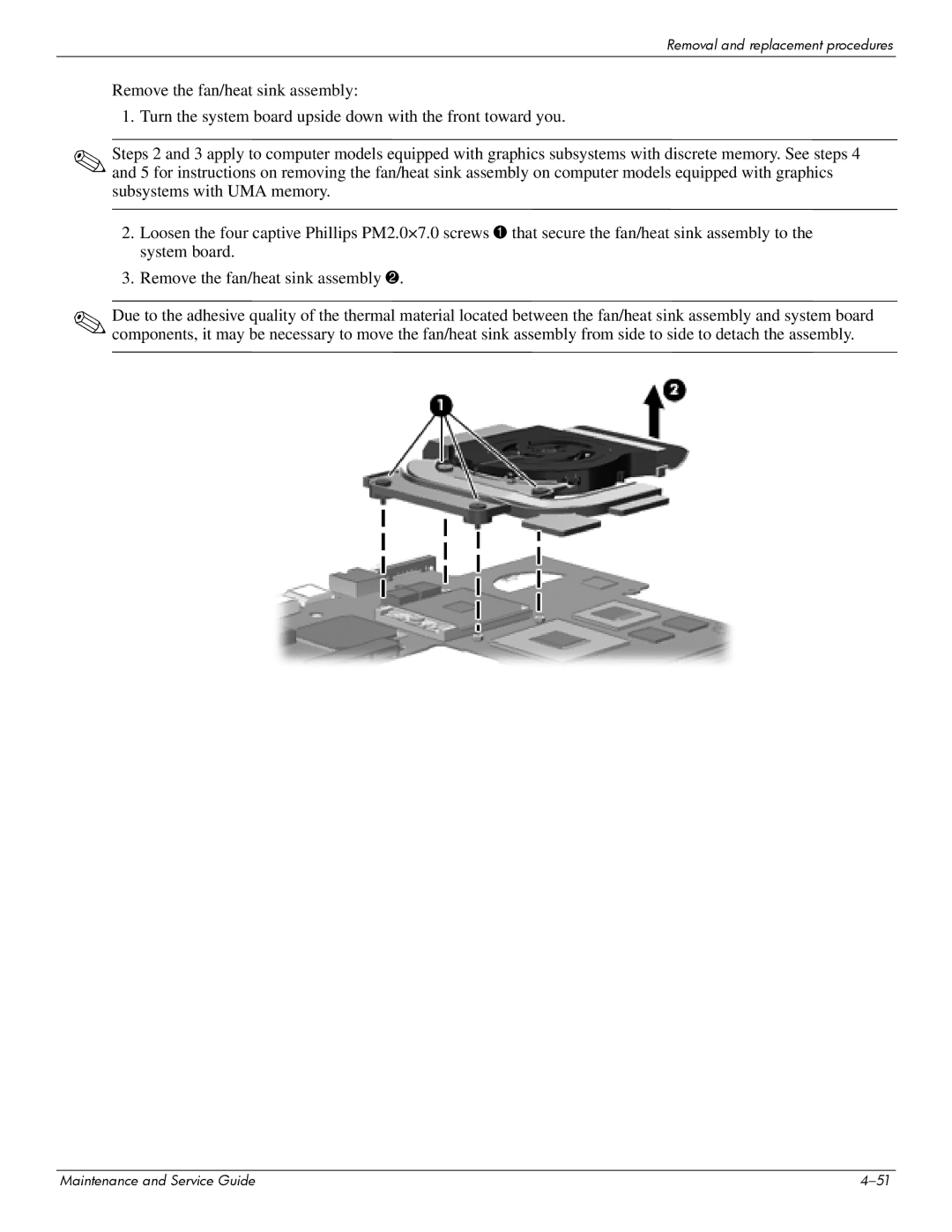 HP 512424-001 manual Removal and replacement procedures 