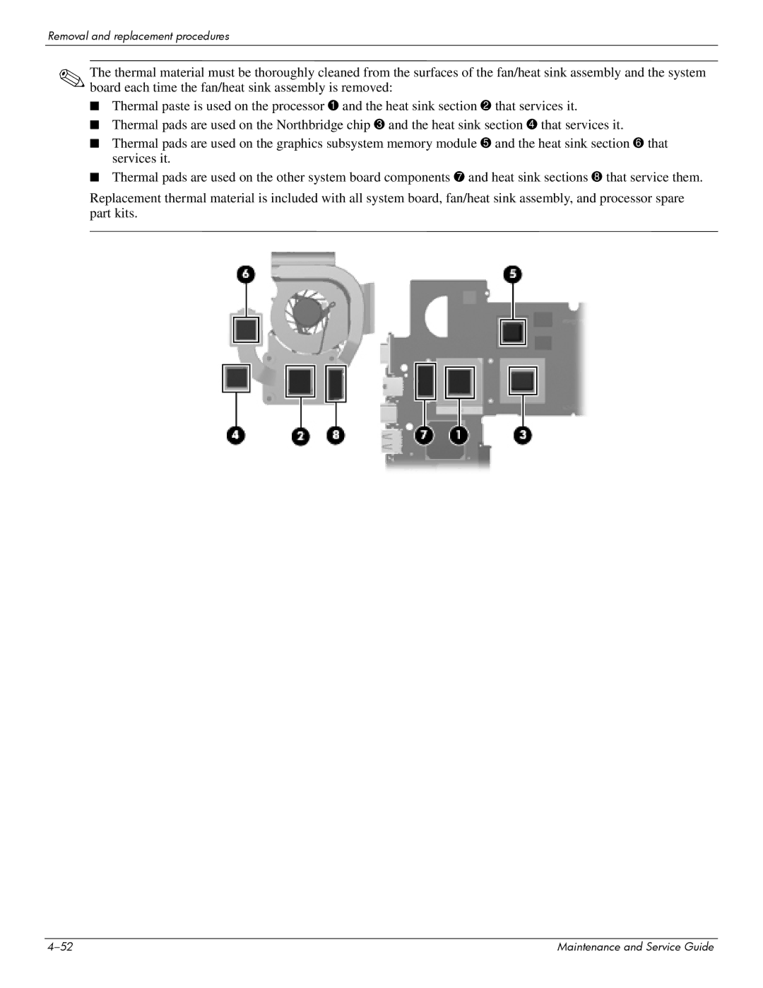 HP 512424-001 manual Removal and replacement procedures 