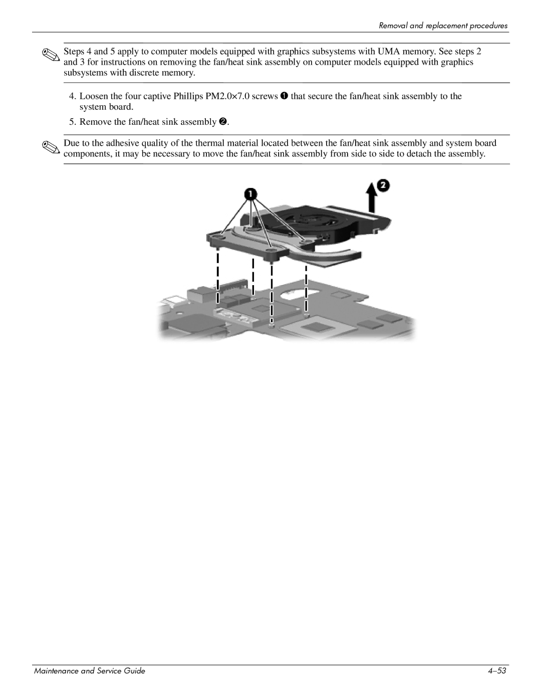 HP 512424-001 manual Removal and replacement procedures 