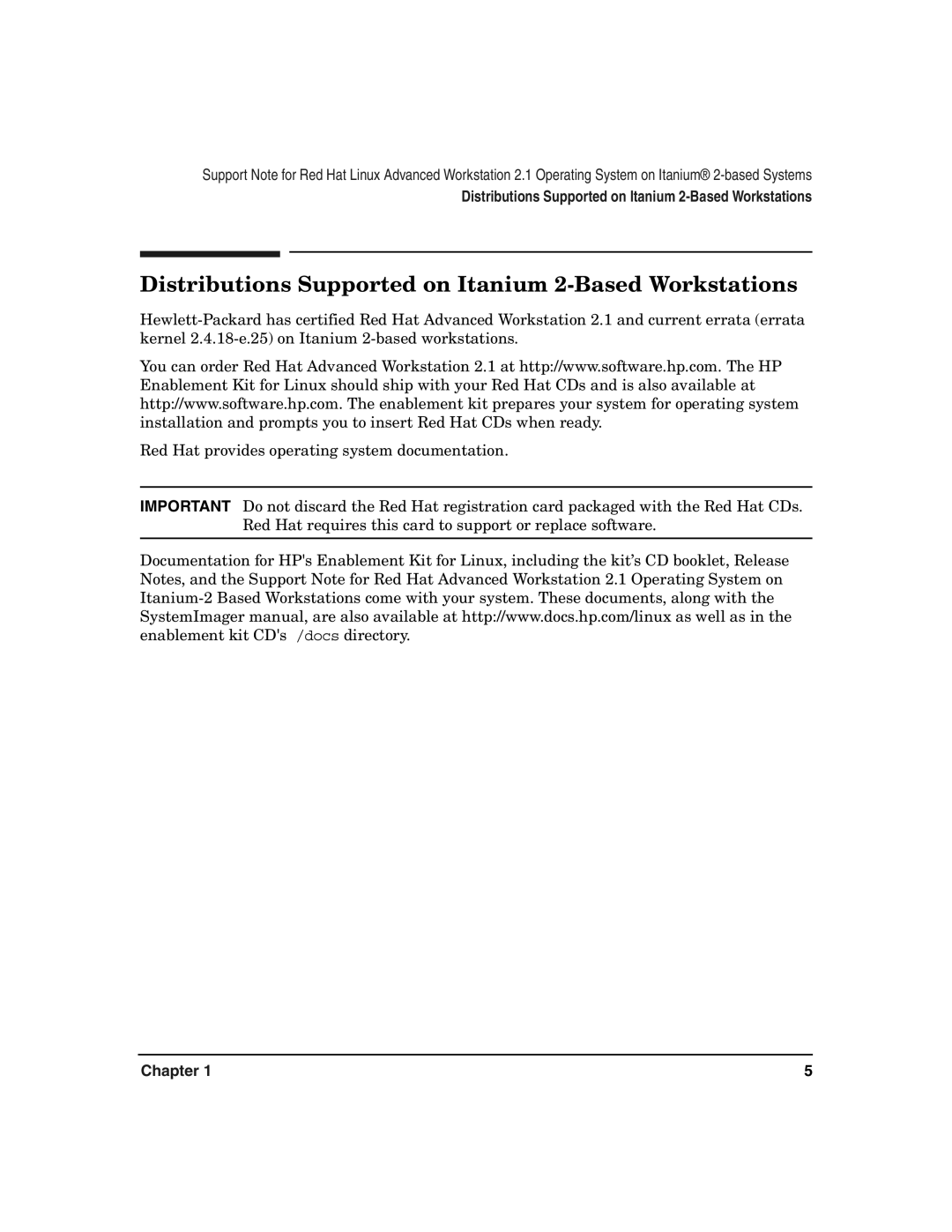 HP 5187-2286 manual Distributions Supported on Itanium 2-Based Workstations 