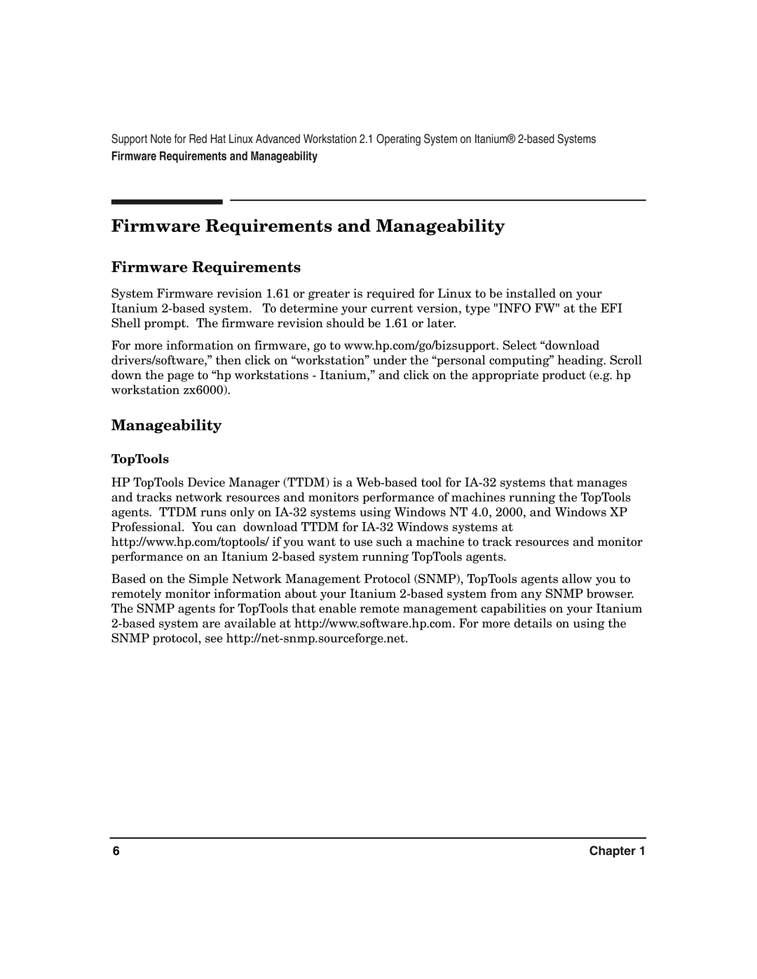 HP 5187-2286 manual Firmware Requirements and Manageability 