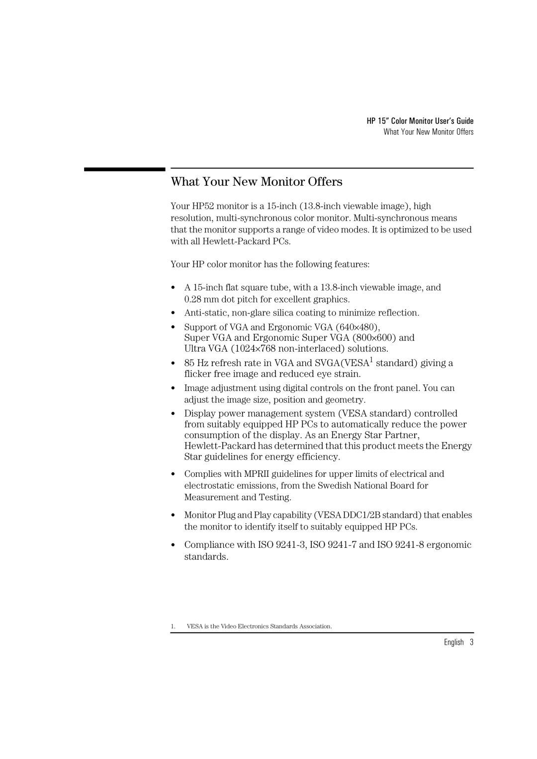 HP 52 D2828A manual What Your New Monitor Offers 