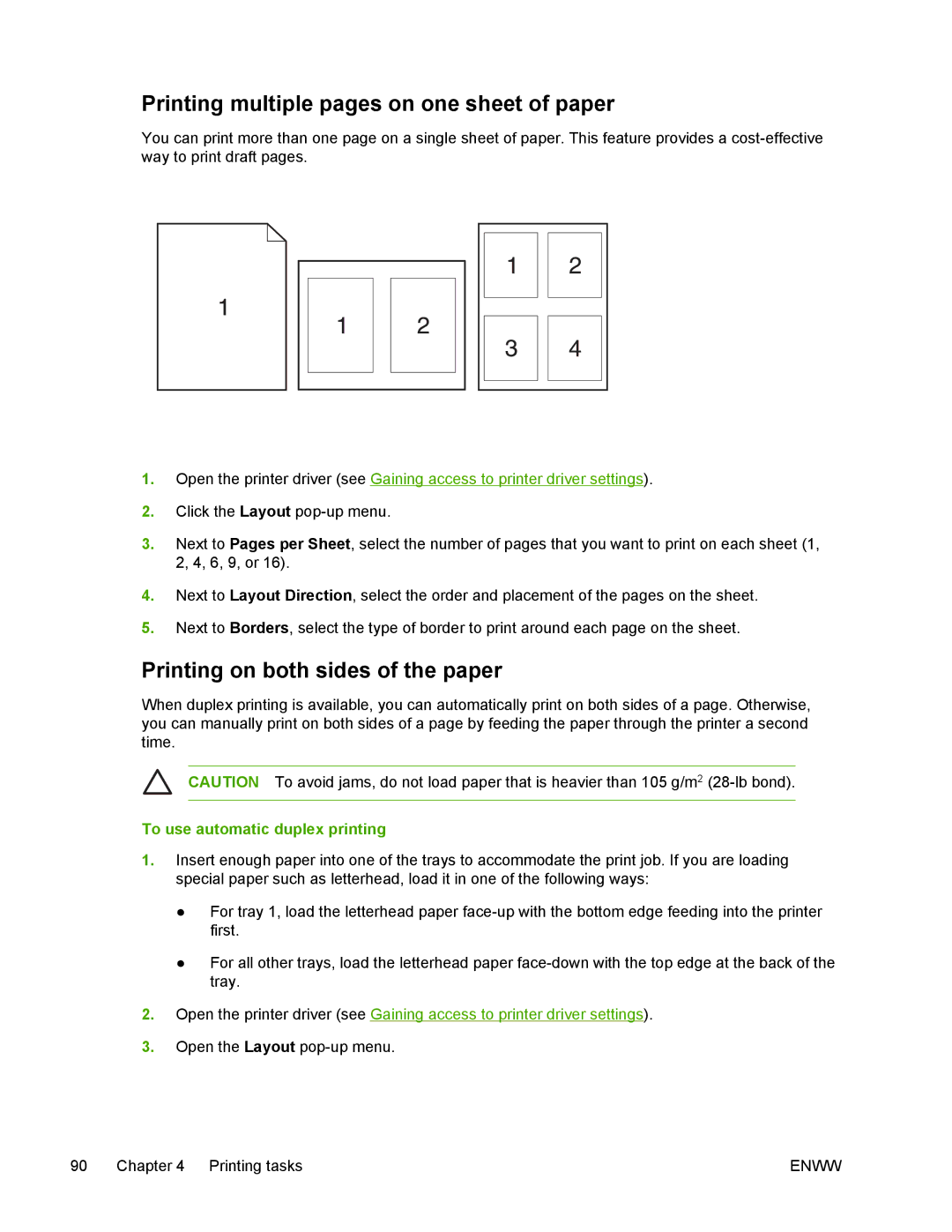 HP 5200 manual Printing on both sides of the paper, To use automatic duplex printing 