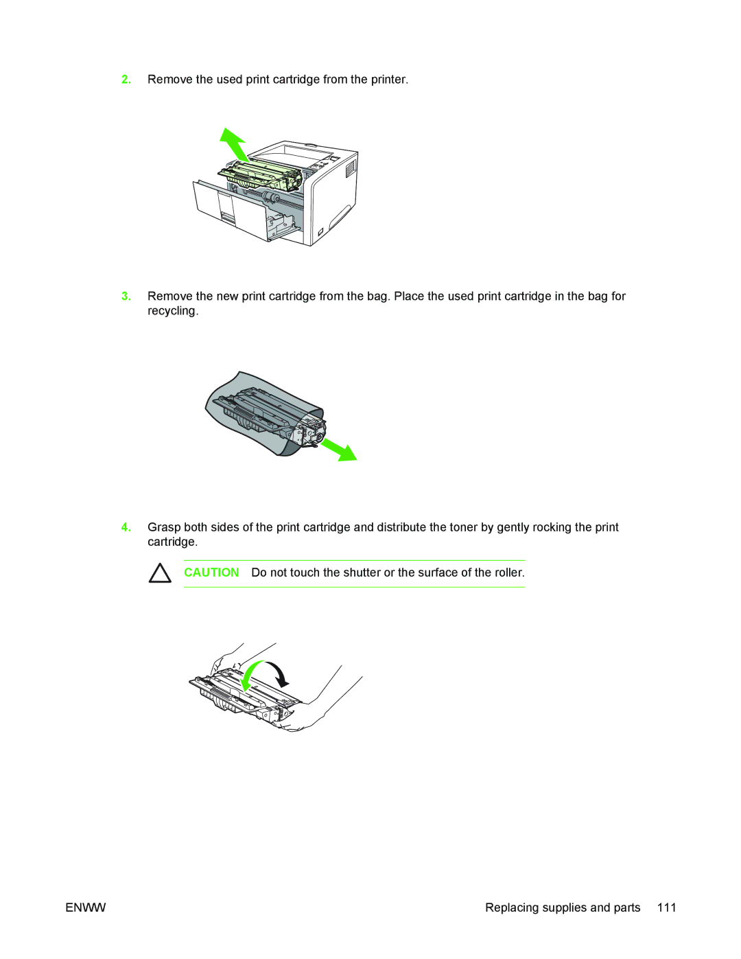 HP 5200 manual Replacing supplies and parts 