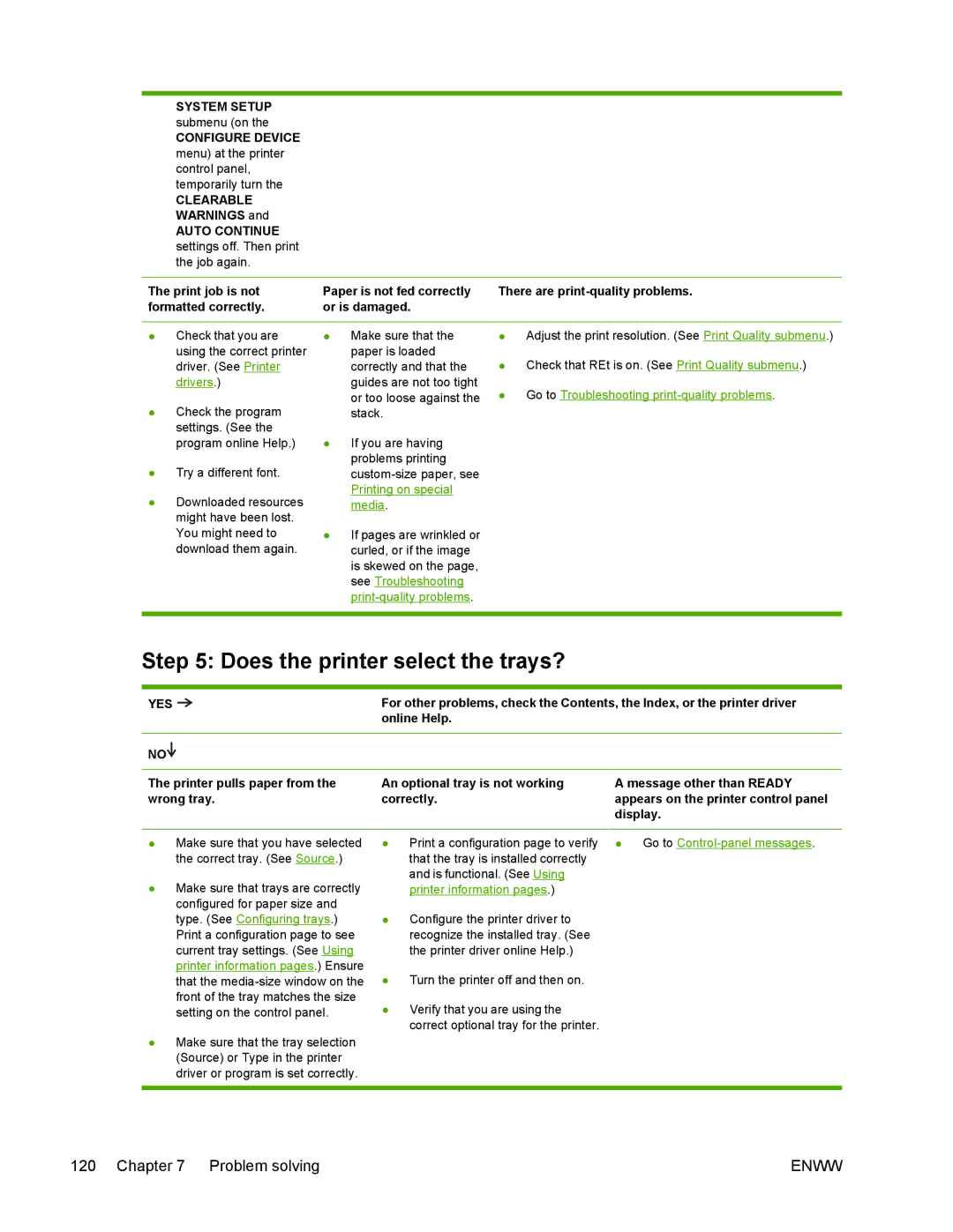 HP 5200 manual Does the printer select the trays?, Clearable, Printer pulls paper from 