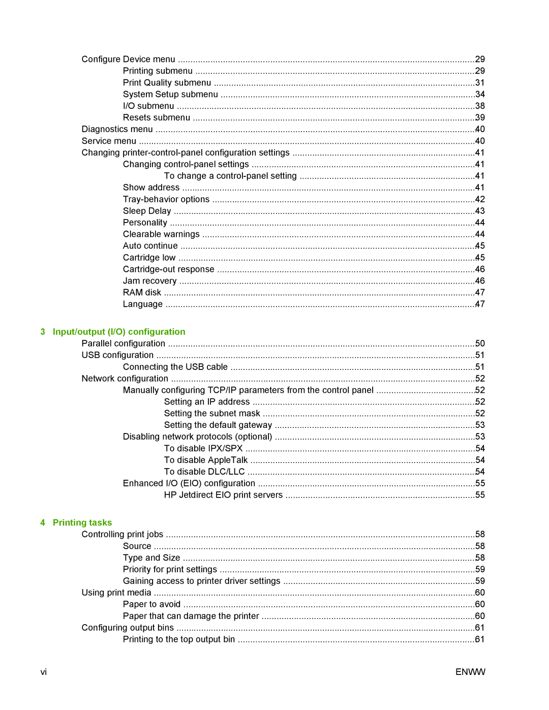 HP 5200 manual Input/output I/O configuration, Printing tasks 