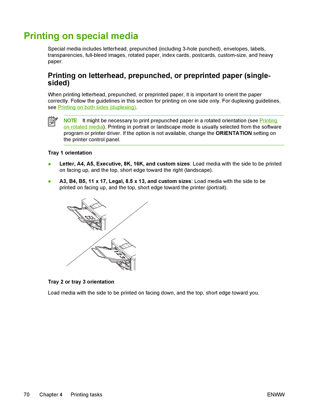 HP 5200 manual Printing on special media 