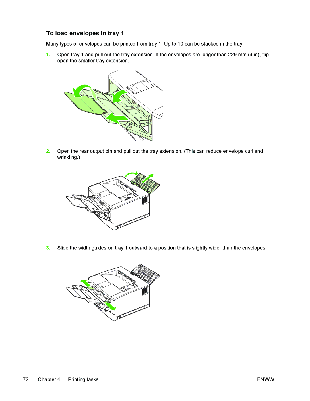 HP 5200 manual To load envelopes in tray 