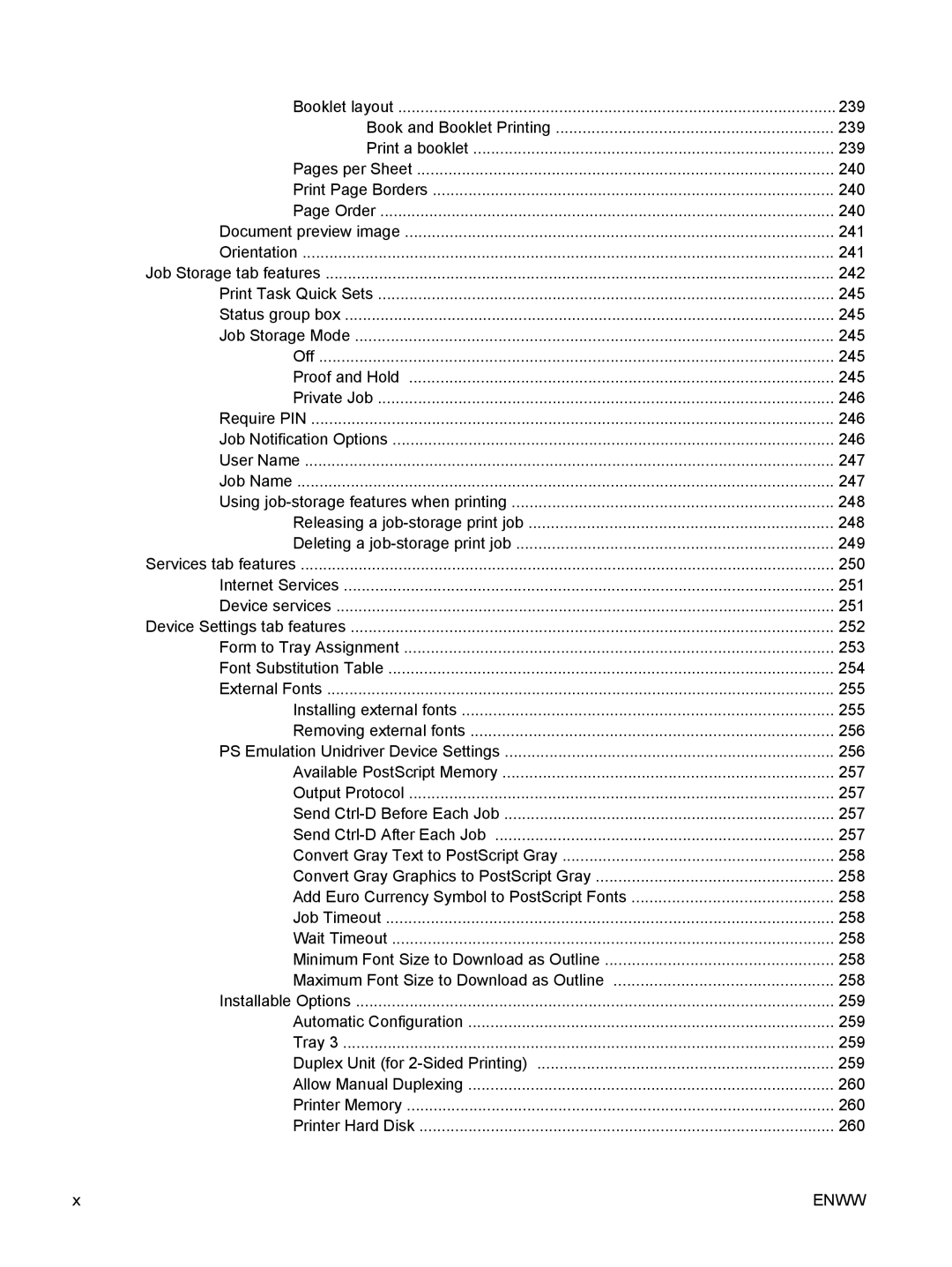 HP 5200L manual Services tab features, Device Settings tab features 