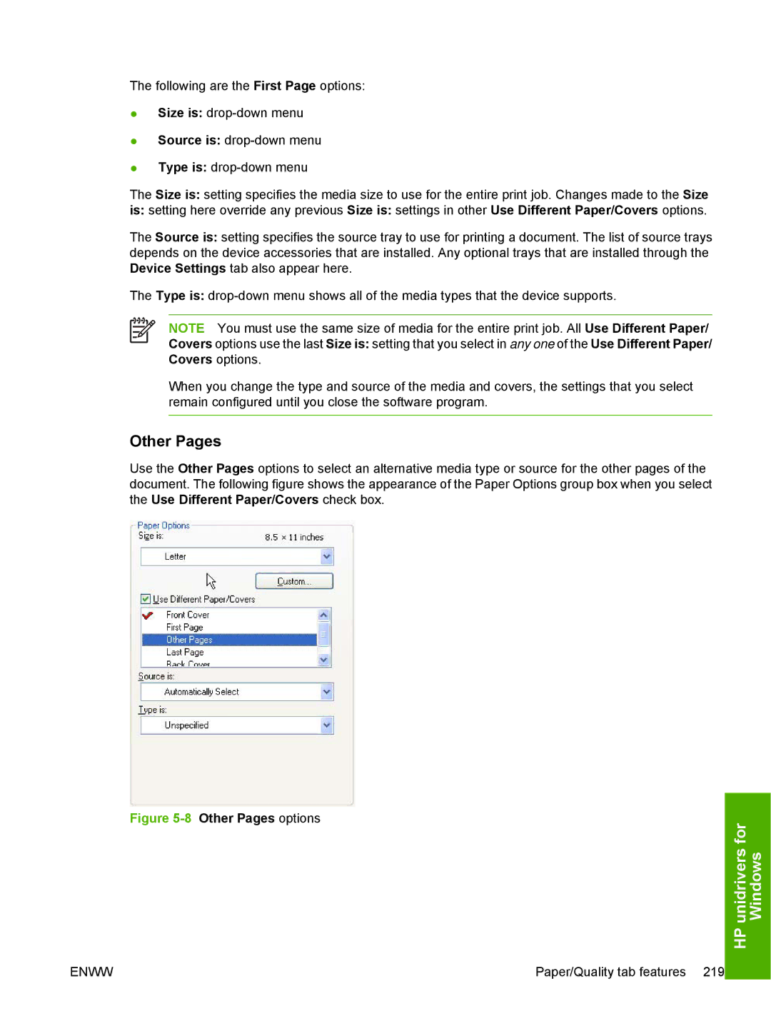 HP 5200L manual 8Other Pages options 