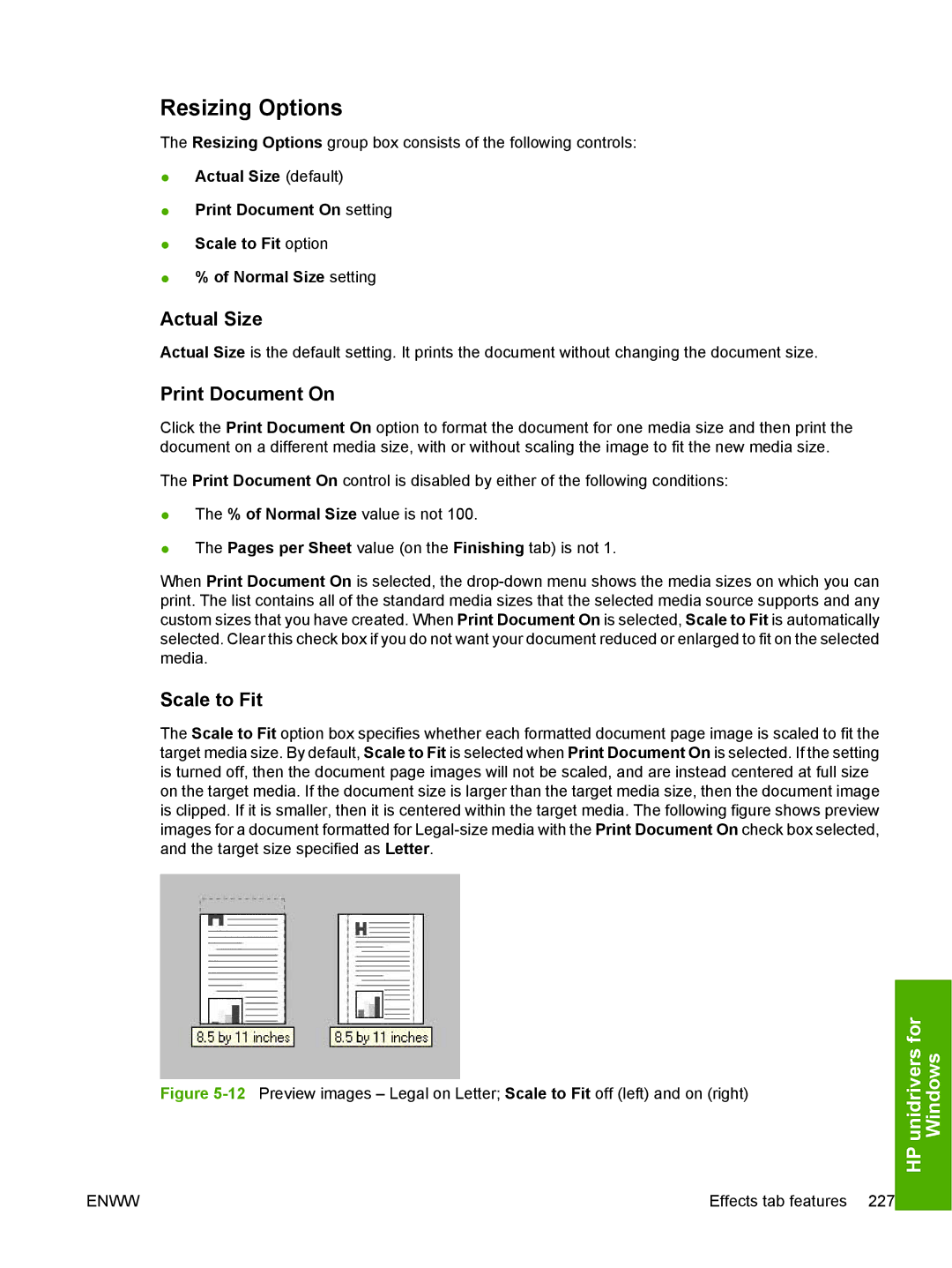 HP 5200L manual Resizing Options, Actual Size 