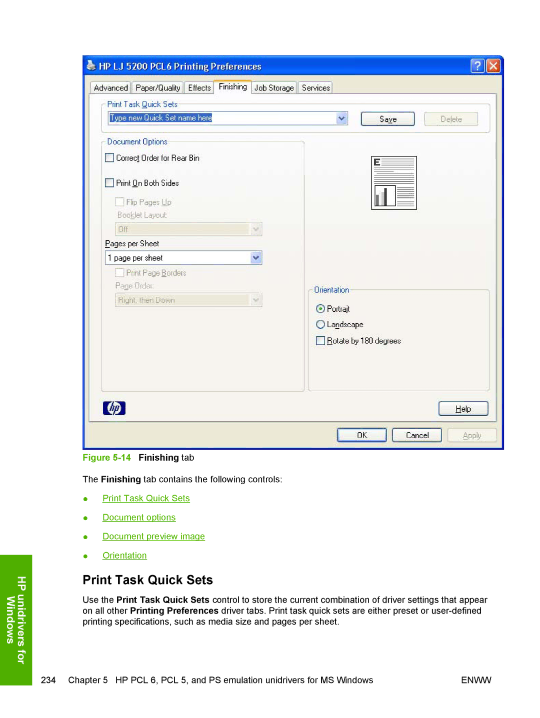 HP 5200L manual Finishing tab 