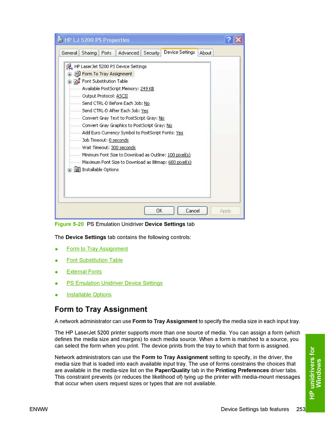 HP 5200L manual Form to Tray Assignment 