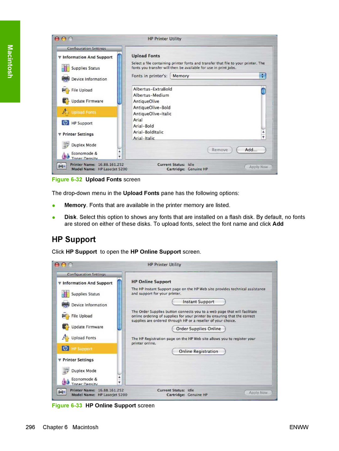HP 5200L manual Click HP Support to open the HP Online Support screen 