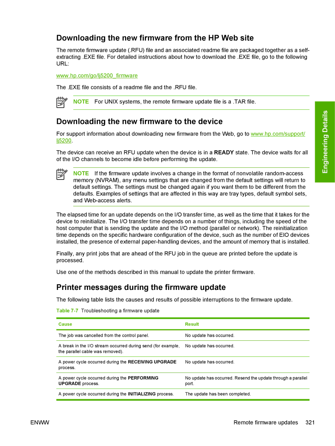 HP 5200L manual Downloading the new firmware from the HP Web site, Downloading the new firmware to the device 