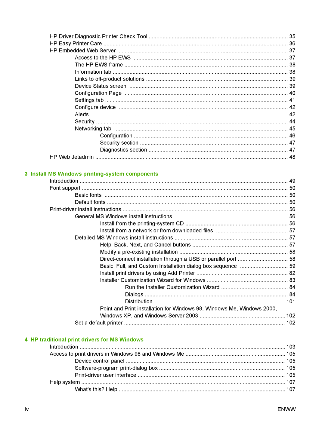 HP 5200L manual Install MS Windows printing-system components, HP traditional print drivers for MS Windows 