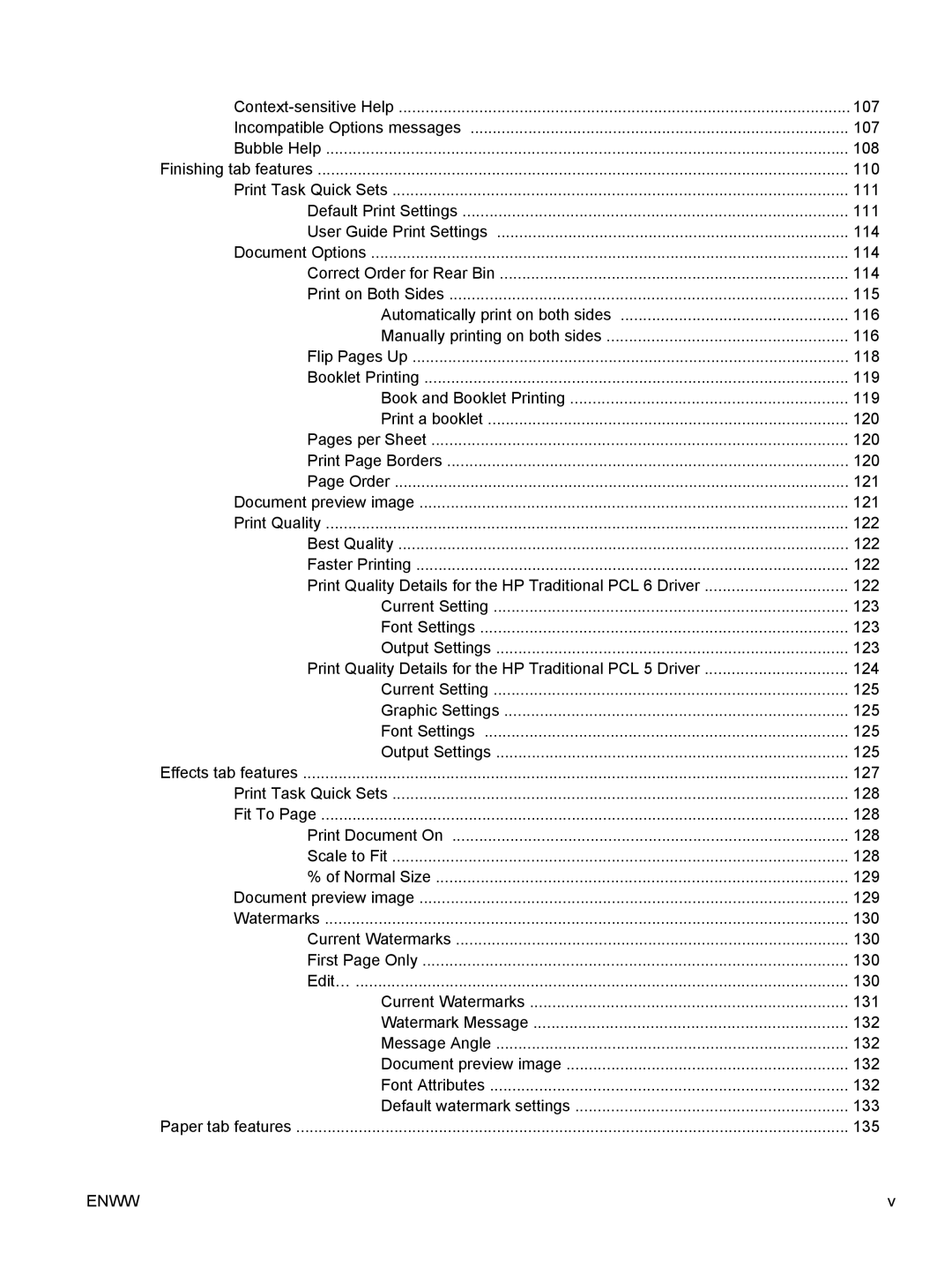 HP 5200L manual Finishing tab features, Effects tab features, Paper tab features 