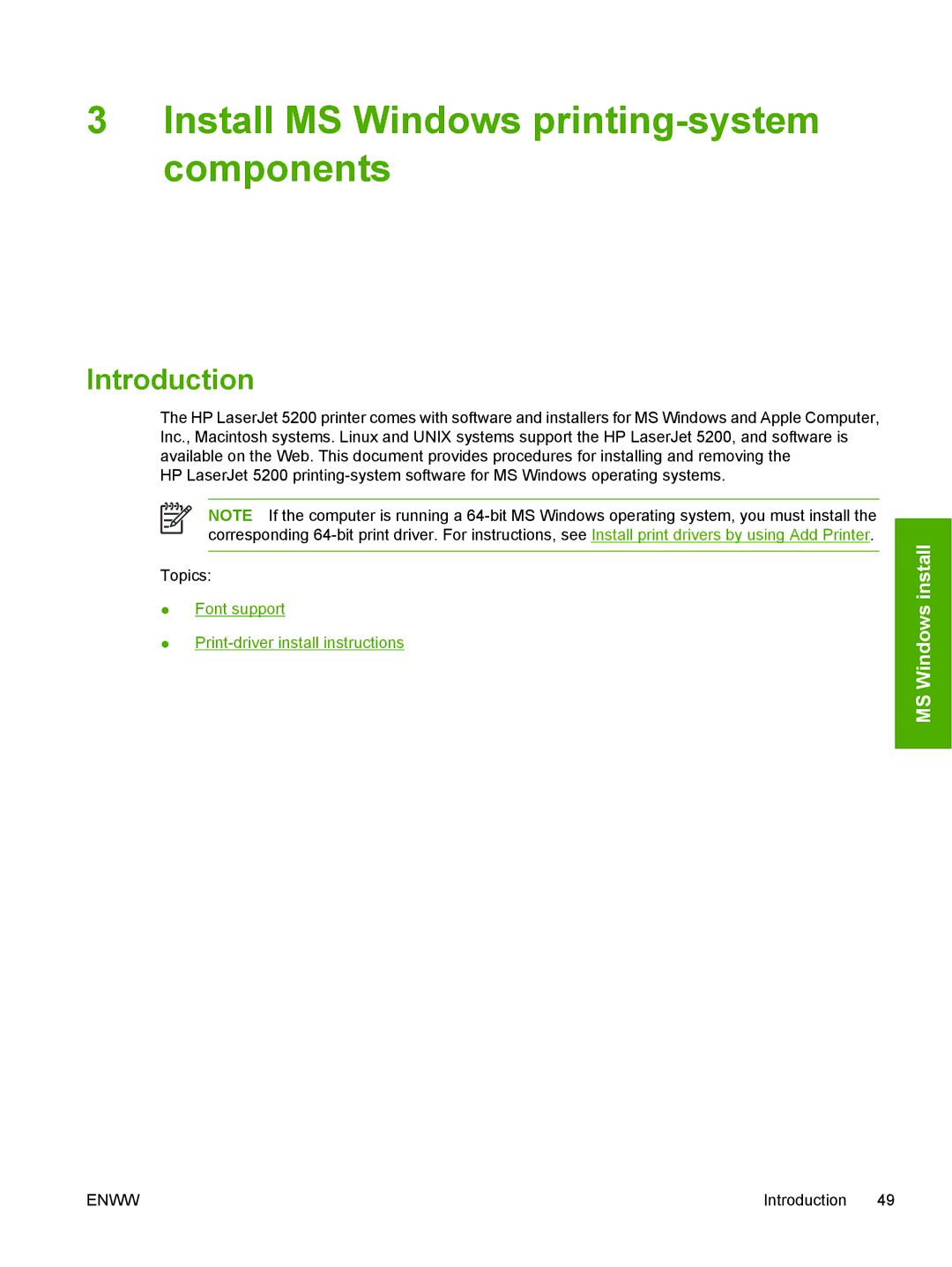 HP 5200L manual Install MS Windows printing-system components 