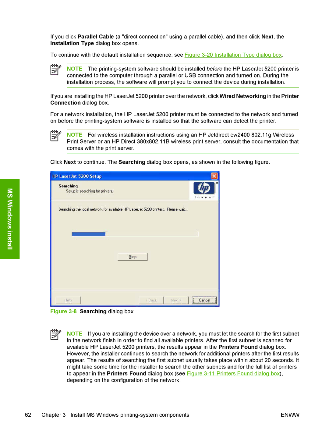 HP 5200L manual Searching dialog box 