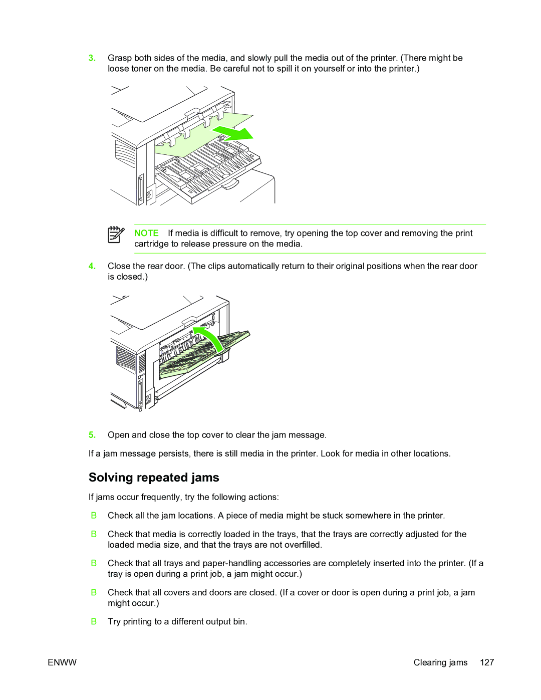 HP 5200L manual Solving repeated jams 