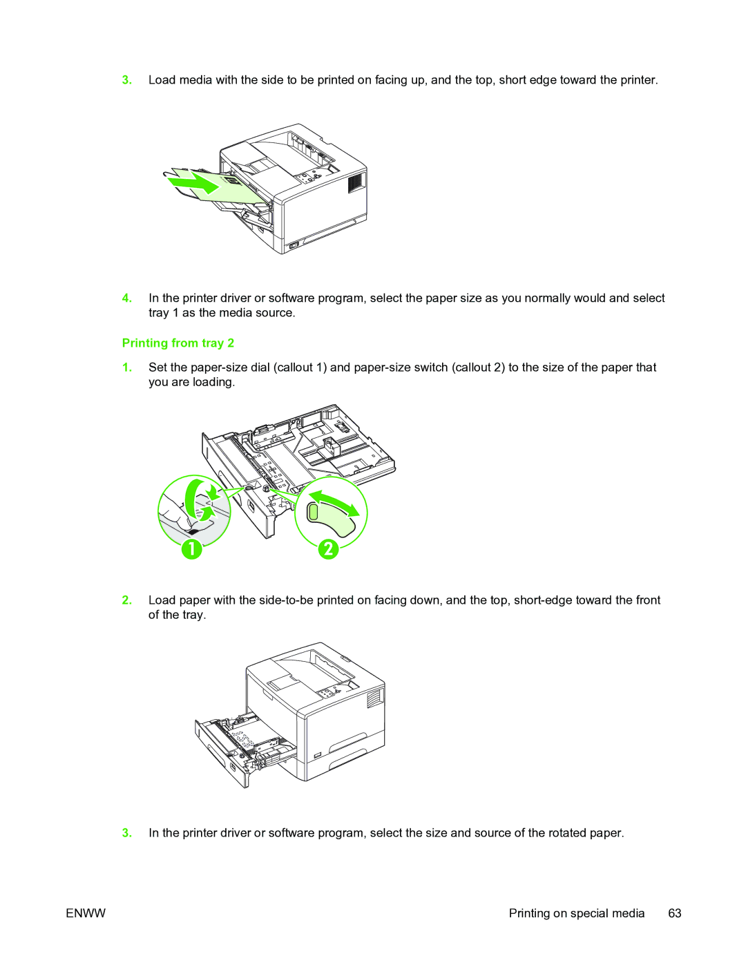 HP 5200L manual Printing from tray 