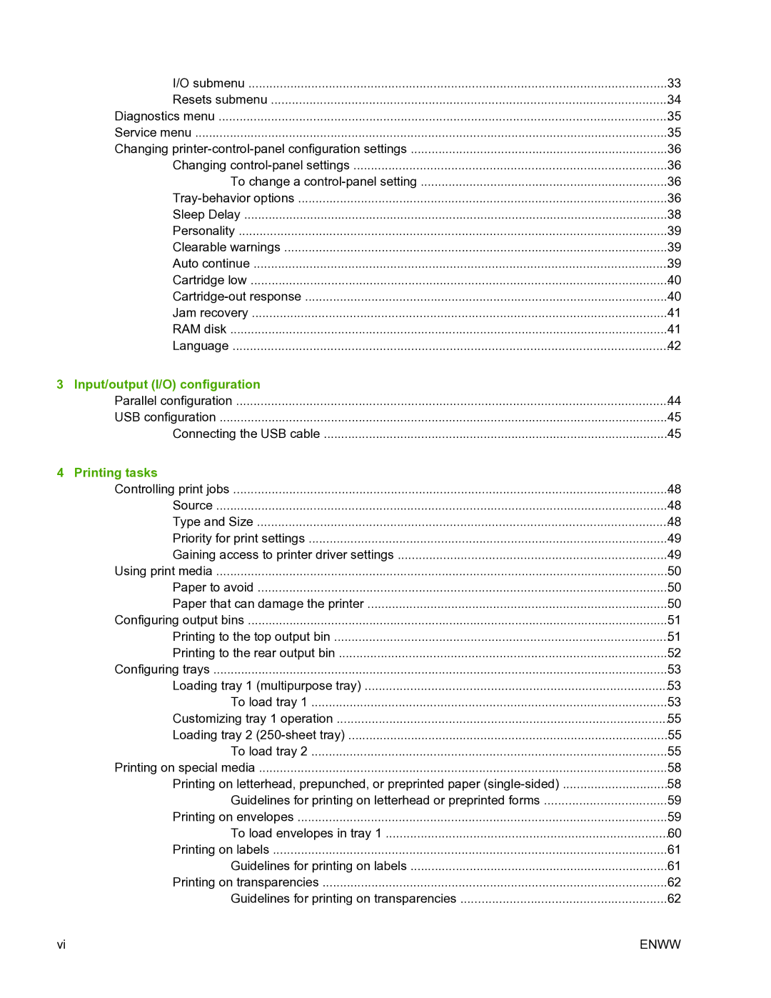 HP 5200L manual Input/output I/O configuration, Printing tasks 