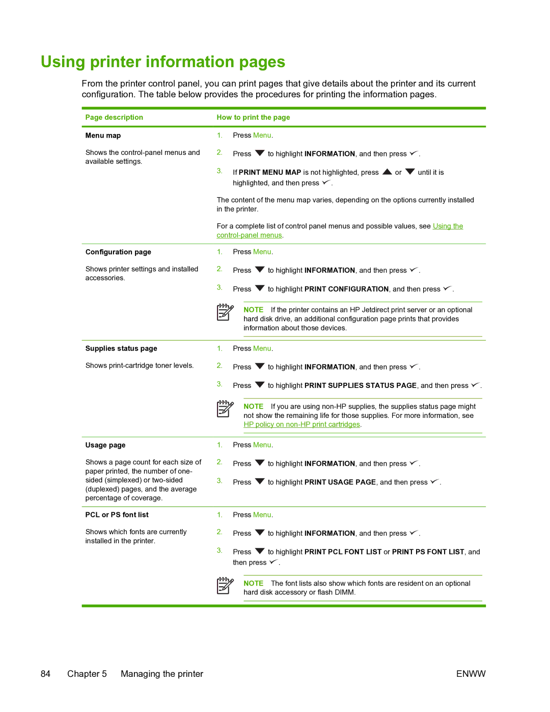 HP 5200L manual Using printer information pages, How to print 