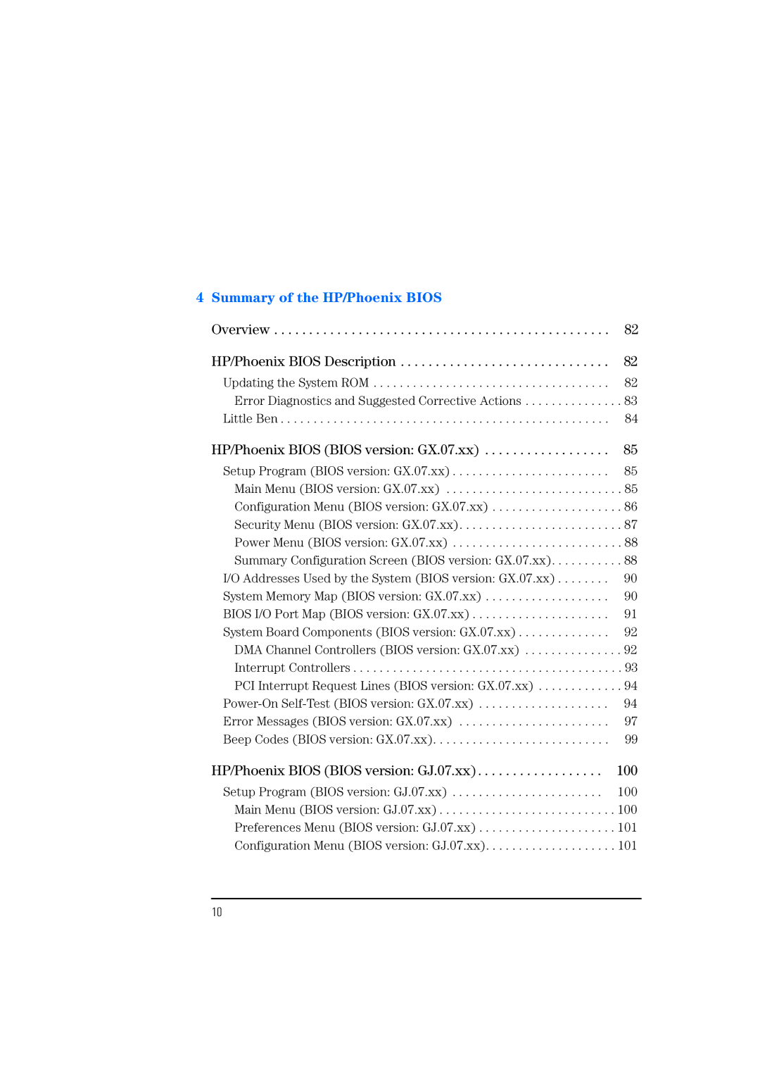 HP 525 5/XX, 520 5/XX manual Summary of the HP/Phoenix Bios 