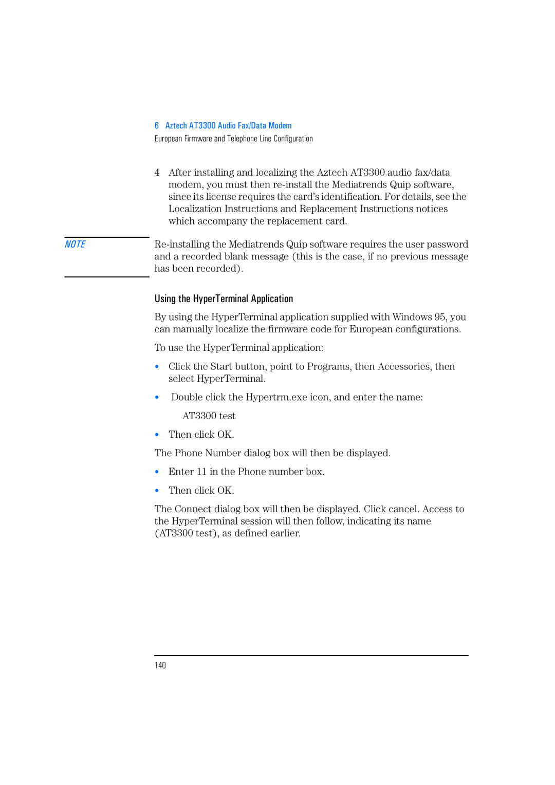 HP 525 5/XX, 520 5/XX manual Using the HyperTerminal Application, 140 